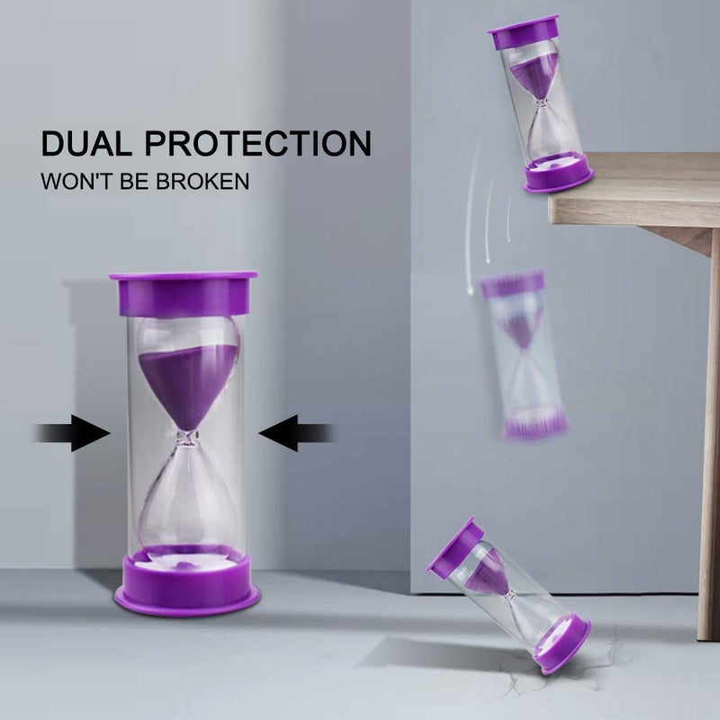 EMDMAK Sand Timer, Acrylic Hourglass Colorful Sandglass Timer 1 min/2 mins/3 mins/5 mins/10 mins/15 mins Sand Clock Timer for Games Classroom Home Office(Pack of 6) - Image 2
